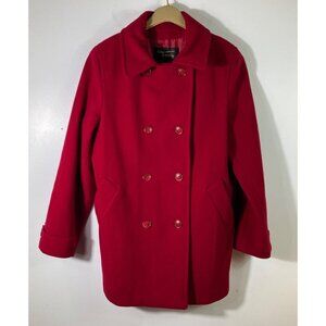 Womens Vintage Fabio‎ Wool Pea Coat Lined Red L